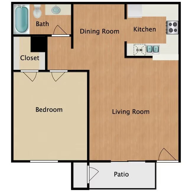 1 Bed • 1 Bath 1504 floor plan